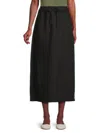 Saks Fifth Avenue Women's 100% Linen Drawstring Maxi Skirt In Black