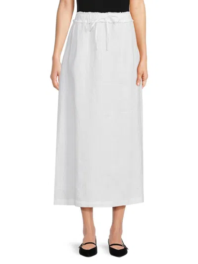 Saks Fifth Avenue Women's 100% Linen Drawstring Maxi Skirt In White
