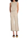 Saks Fifth Avenue Women's Linen Drawstring Scallop-hem Wide-leg Crop Pants In Black