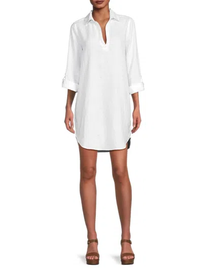 Saks Fifth Avenue Women's 100% Linen Mini Dress In White