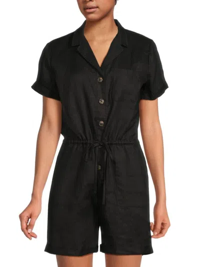 Saks Fifth Avenue Women's Linen Romper In Black