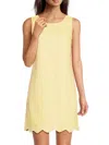 Saks Fifth Avenue Women's Linen Scoop-neck Scallop-hem Minidress In Yellow