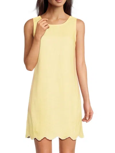 Saks Fifth Avenue Women's Linen Scoop-neck Scallop-hem Minidress