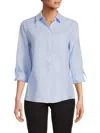 Saks Fifth Avenue Women's 100% Linen Roll-tab Button-down Shirt In Chambray Blue