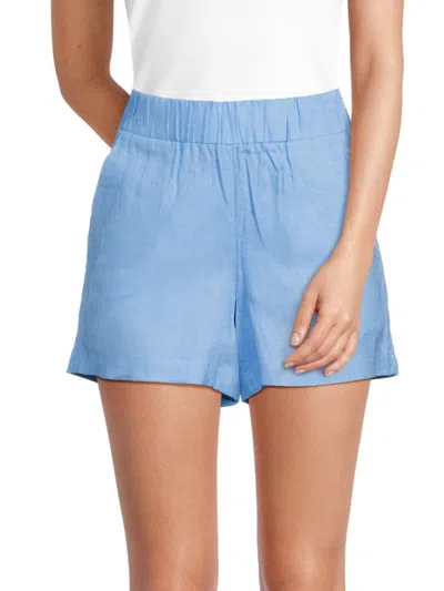 Saks Fifth Avenue Women's 100% Linen Pull-on Shorts In Blue Skies