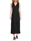 Saks Fifth Avenue Women's Linen Sleeveless Maxi Shirtdress In Black