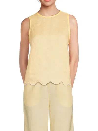 Saks Fifth Avenue Women's Linen Sleeveless Scallop-hem Shell Top