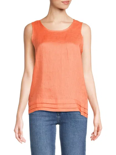 Saks Fifth Avenue Women's 100% Linen Tiered-hem Tank In Grapefruit