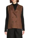 Saks Fifth Avenue Women's 100% Linen Longline Vest In Brown