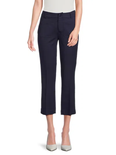Saks Fifth Avenue Women's Lola Flat Front Carpenter Cropped Pants In Navy
