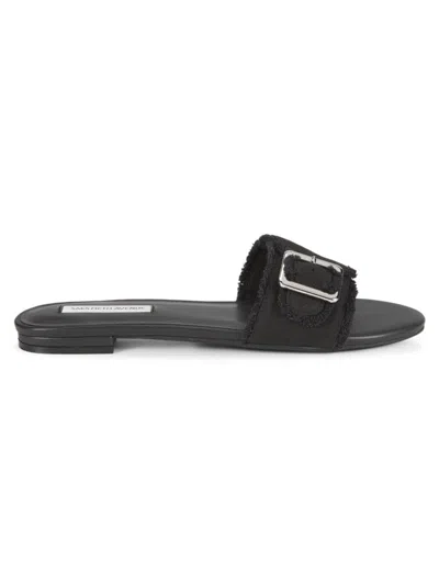 Saks Fifth Avenue Women's Lucia Denim Flat Sandals In Black Canvas