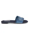 Saks Fifth Avenue Women's Lucia Denim Flat Sandals In Denim Canvas