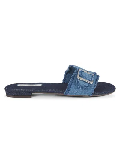 Saks Fifth Avenue Women's Lucia Denim Flat Sandals In Denim Canvas