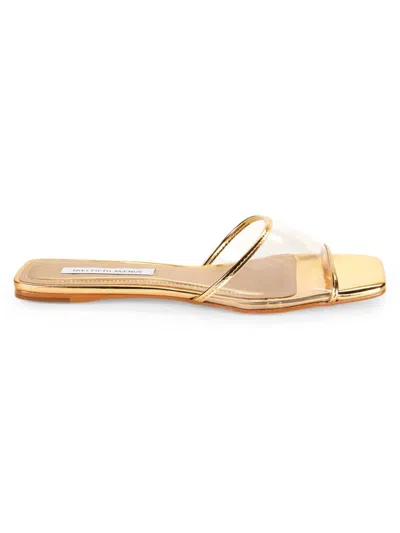 Saks Fifth Avenue Women's Lucite Transparent Flat Sandals In Gold Metal