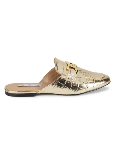 Saks Fifth Avenue Women's Marla Embossed Metallic Mules In Gold Crocodile
