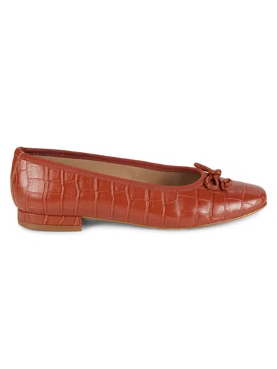 Saks Fifth Avenue Women's Martine Textured Ballet Flats In Cognac Crocodile