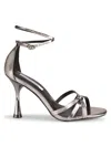 Saks Fifth Avenue Women's 94mm Metallic Ankle Loop Sandals In Gunmetal
