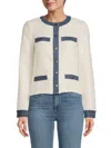 Saks Fifth Avenue Women's Mixed-media Round Neck Jacket In White