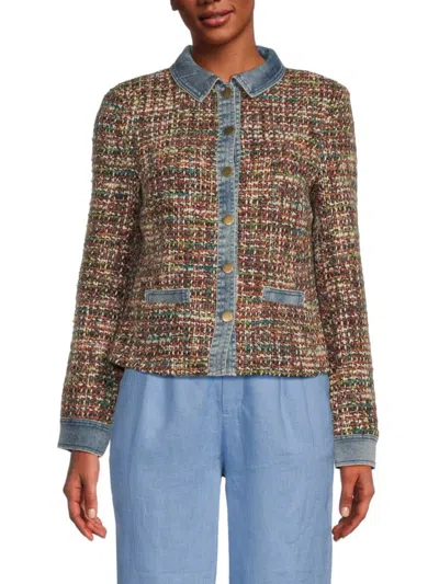 Saks Fifth Avenue Women's Mixed-media Tweed Trucker Jacket In Multi