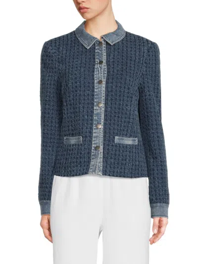 Saks Fifth Avenue Women's Mixed-media Tweed Trucker Jacket In Purple