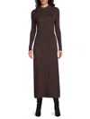 Saks Fifth Avenue Women's Mock Turtleneck Rib-knit Sheath Maxi Dress In Brown