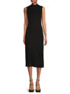 Saks Fifth Avenue Women's Mock Turtleneck Rib-knit Sheath Midi-dress In Black
