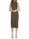 Saks Fifth Avenue Women's Mock Turtleneck Rib-knit Sheath Midi-dress In Green