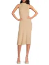 Saks Fifth Avenue Women's Mock Turtleneck Rib-knit Sheath Midi-dress In Neutral