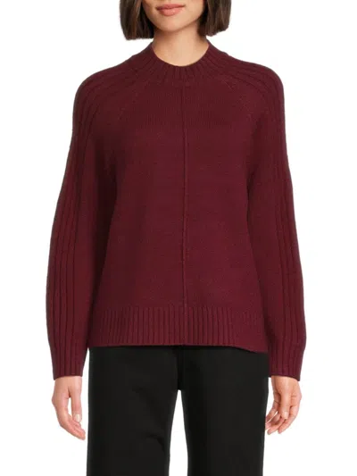 Saks Fifth Avenue Women's Mock Turtleneck Rib-knit Sweater In Burgundy