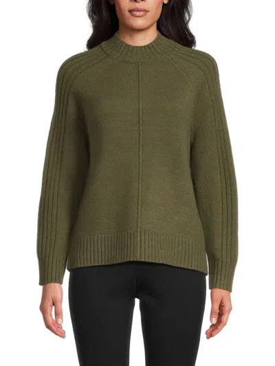 Saks Fifth Avenue Women's Mock Turtleneck Rib-knit Sweater In Green