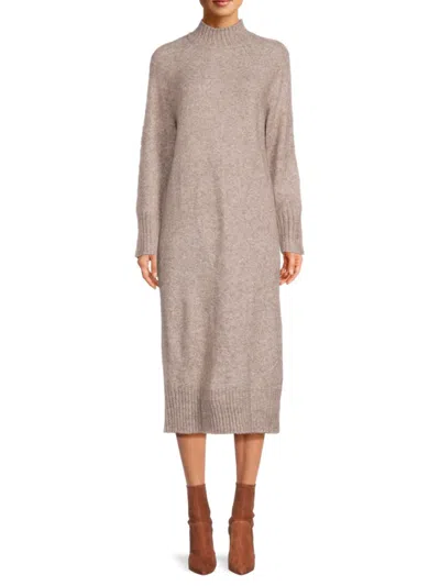 Saks Fifth Avenue Women's Mockneck Side Slit Midi Dress In Mushroom