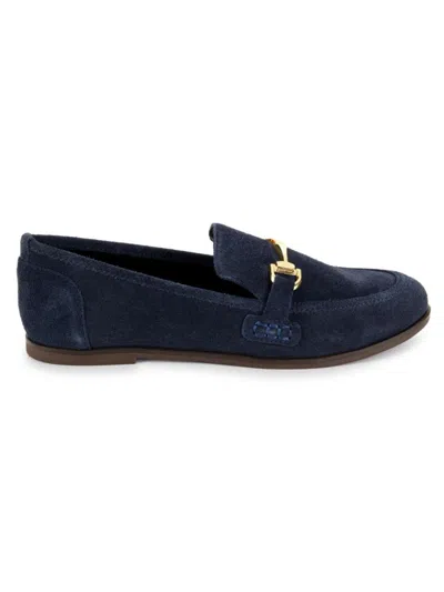 Saks Fifth Avenue Women's Morgan Leather Riding Bit Suede Loafers In Navy Suede