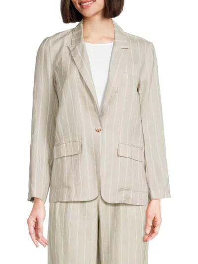 Saks Fifth Avenue Women's Notch Lapel 100% Linen Blazer In Natural Blush