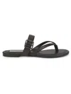 Saks Fifth Avenue Women's Olivia Leather Flat Sandals In Black