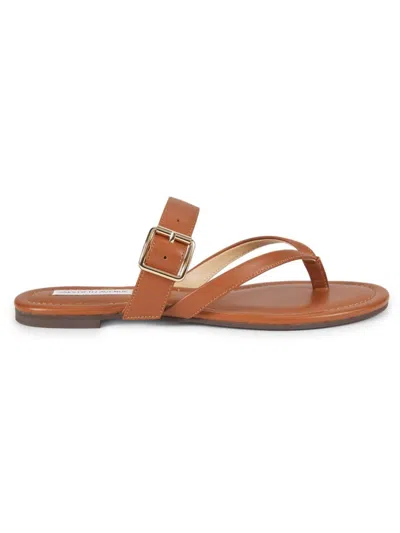 Saks Fifth Avenue Women's Olivia Leather Flat Sandals In Cognac