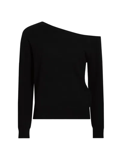 Saks Fifth Avenue Women's One-shoulder Cashmere Sweater In Black