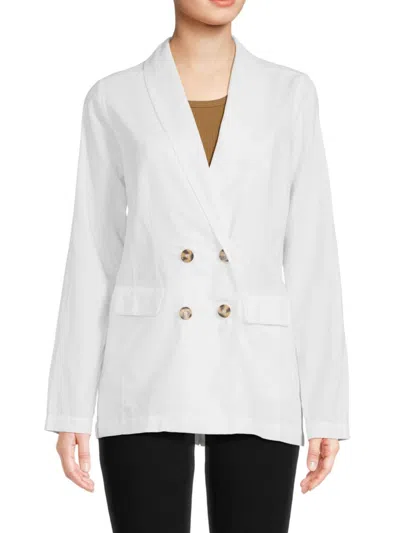 Saks Fifth Avenue Women's Oversized Linen Blend Blazer In White