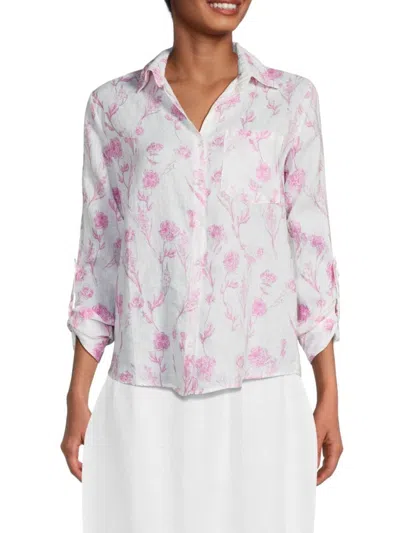 Saks Fifth Avenue Women's 100% Linen Patch Pocket Shirt In Pink Blush
