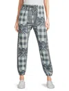 Saks Fifth Avenue Women's Patchwork Fleece Drawstring Jogger Pants In Gray