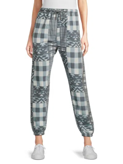 Saks Fifth Avenue Women's Patchwork Fleece Drawstring Jogger Pants In Gray