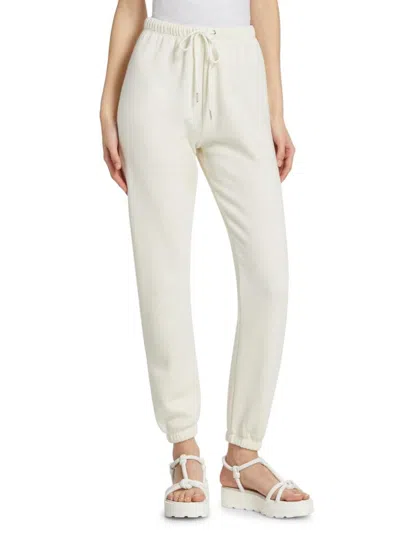 Saks Fifth Avenue Women's Patchwork Fleece Drawstring Jogger Pants In White