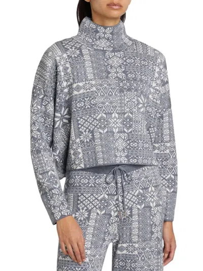 Saks Fifth Avenue Women's Patchwork Jacquard Knit Top In Gray