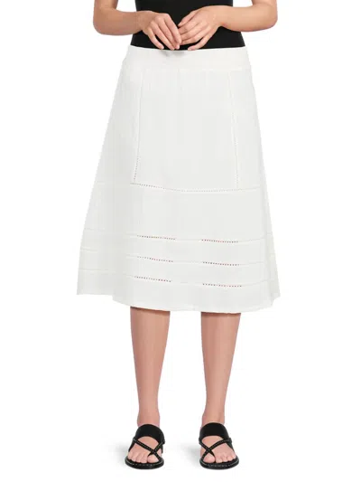 Saks Fifth Avenue Women's Picot Trim A-line Midi Skirt In White