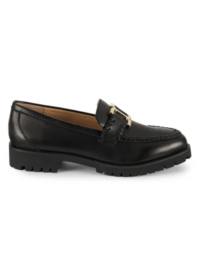 Saks Fifth Avenue Women's Pixie Apron Toe Leather Loafers In Black