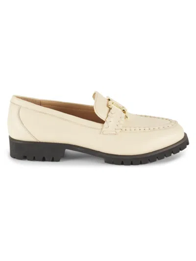 Saks Fifth Avenue Women's Pixie Apron Toe Leather Loafers In Bone