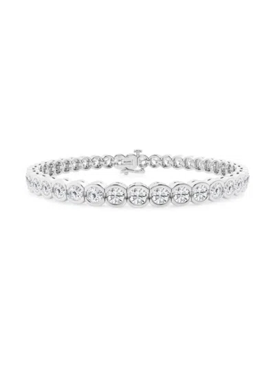 Saks Fifth Avenue Women's Platinum & Lab-grown Diamond Bezel Tennis Bracelet In 10 Tcw