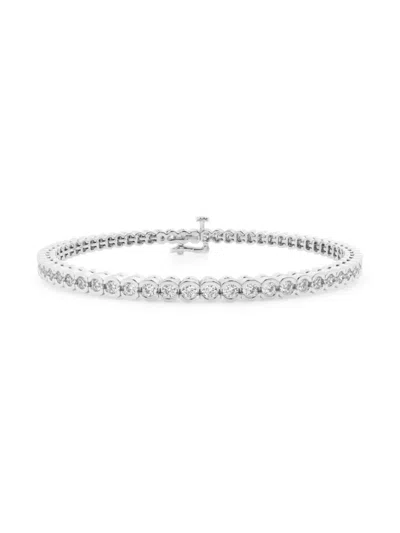 Saks Fifth Avenue Women's Platinum & Round Lab-grown Diamond Bezel Tennis Bracelet/1.00-10.00 Tcw In 2 Tcw