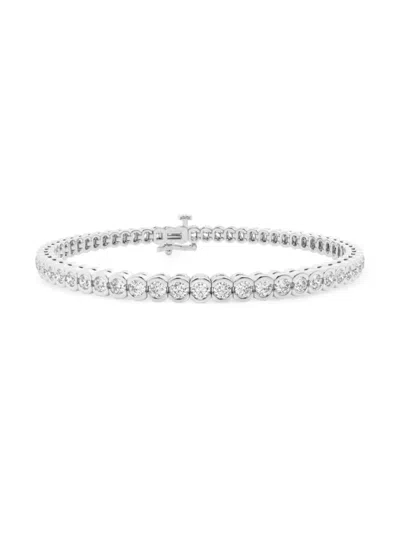 Saks Fifth Avenue Women's Platinum & Lab-grown Diamond Bezel Tennis Bracelet In 4 Tcw