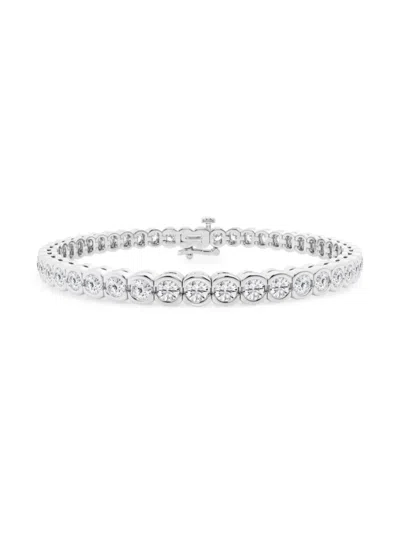 Saks Fifth Avenue Women's Platinum & Lab-grown Diamond Bezel Tennis Bracelet In 8 Tcw