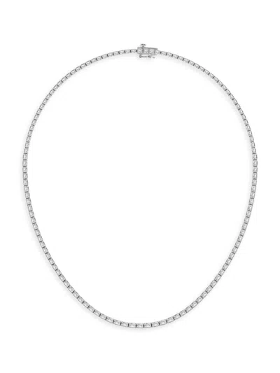 Saks Fifth Avenue Women's Platinum & Emerald-cut Lab-grown Diamond Tennis Necklace In 10 Tcw
